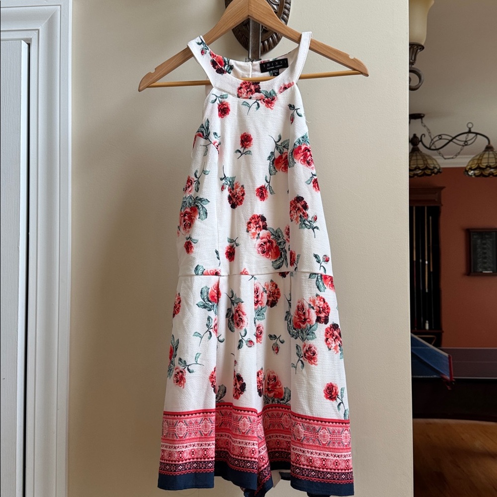 Trixxi Floral Romper with Red and Green Details